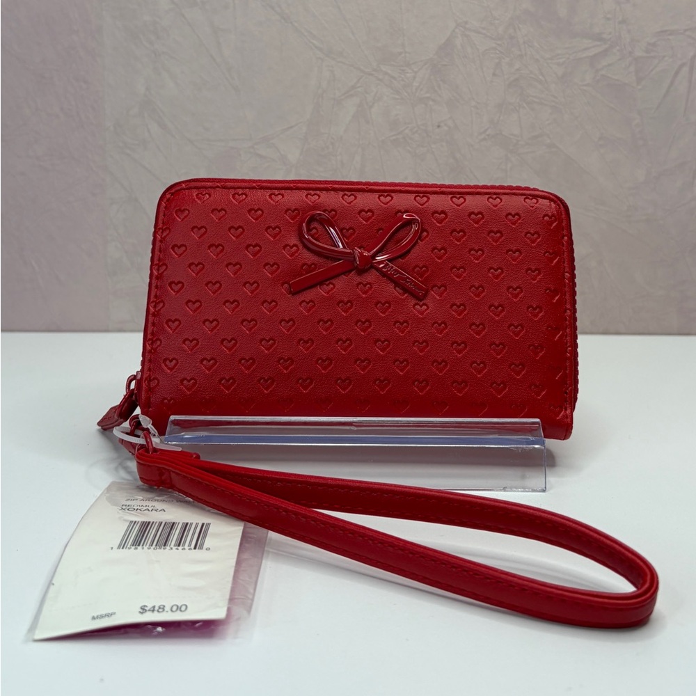 Betsey Johnson XOKara Red Heart Embossed Wristlet